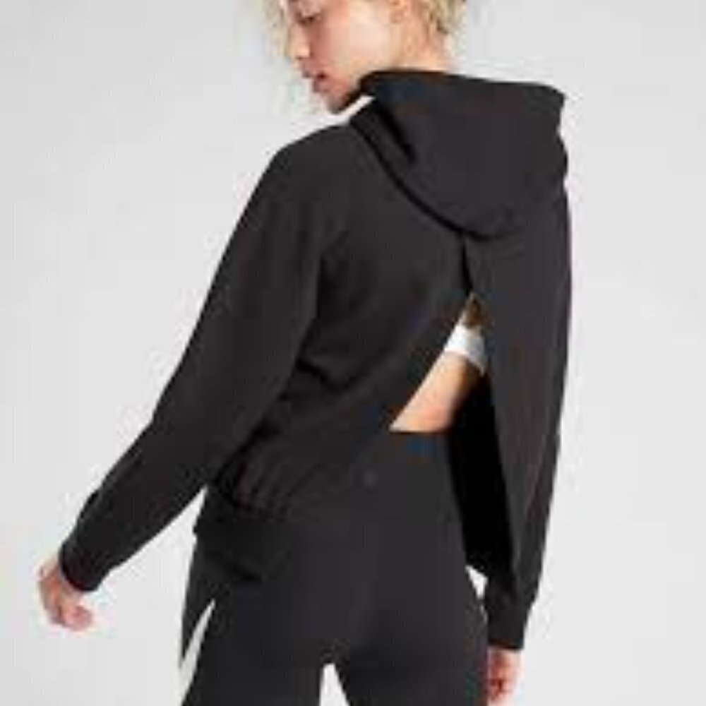 ✅ ‎ Athleta Moonrise Hoodie, BLACK OPEN BACK SIZE S #530536